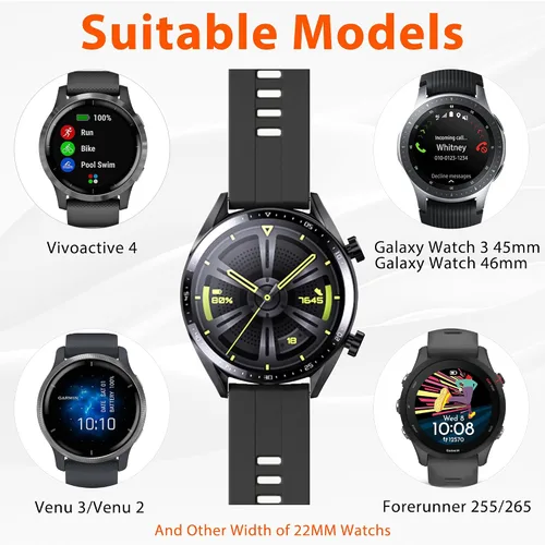 Vista 2 de ANCOOL Correa de reloj Garmin Venu 3/Venu 2/Forerunner 265 Band/Vivoactive 4 Band 0.866 in Silicona Watch Band para Forerunner 255