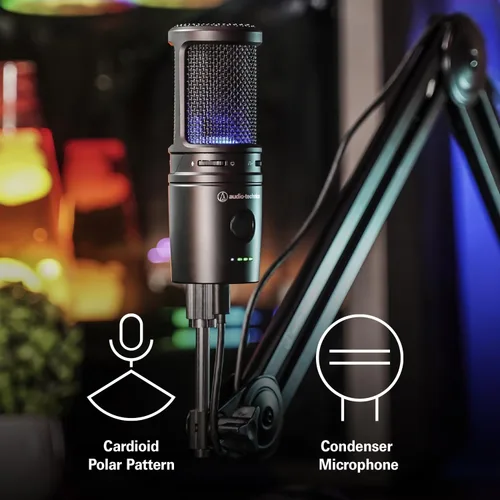 Vista 5 de Audio-Technica Micrófono de condensador USB AT2020USBXP, con DSP