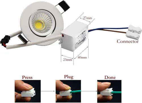 Vista 4 de Foco LED Downlight 110V regulable 3WCOB CRI80 Lámpara LED de 2 pulgadas, luces de abajo, ajustable, accesorio de iluminación empotrada e iluminación