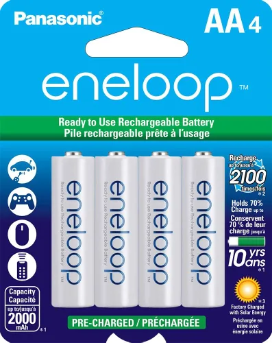 Vista 5 de Eneloop Panasonic BK-4MCCA12FA AAA 2100 Ciclo Ni-MH Baterías recargables precargadas y baterías recargables precargadas BK-3MCCA4BA AA 2100 ciclo