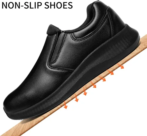 Vista 4 de Zapatos de trabajo antideslizantes para hombre, zapatos de servicio de alimentos, zapatos de chef profesionales resistentes al aceite al agua