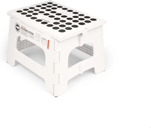 Vista 9 de Kikkerland Rhino Taburete Escalón Plegable – Soporta Adultos hasta 300 Libras, Ideal para Cocina y Baño – Taburete Escalón Colapsible, Portátil