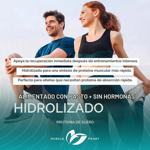 Vista 6 de Muscle Feast - Proteína de suero hidrolizada alimentada con pasto en polvo, chocolate (2 libras) All Natural Hormone-Free, Hydro Whey Powder for