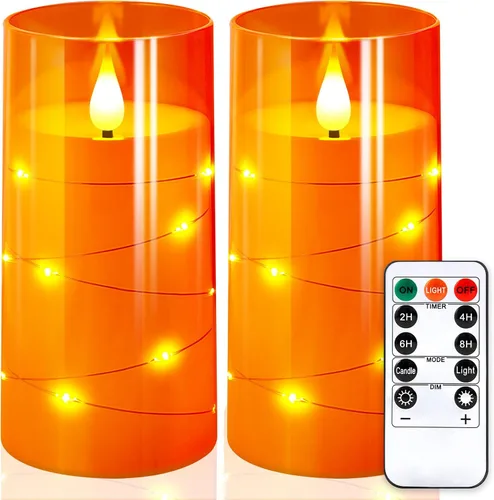 Vista 17 de NURADA Velas Parpadeantes Sin Llama: Velas LED de Pilar con Luces de Cadena de Estrellas Integradas que Funcionan con Pilas con Control Remoto