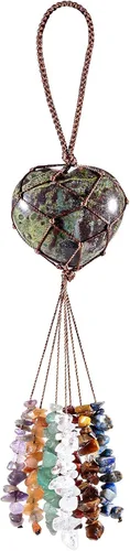 Vista 9 de Rockcloud Adorno colgante de obsidiana negra hecha a mano, diseño de corazón de amor, adorno para yoga, meditaiton, Fengshui, decoración de ventana