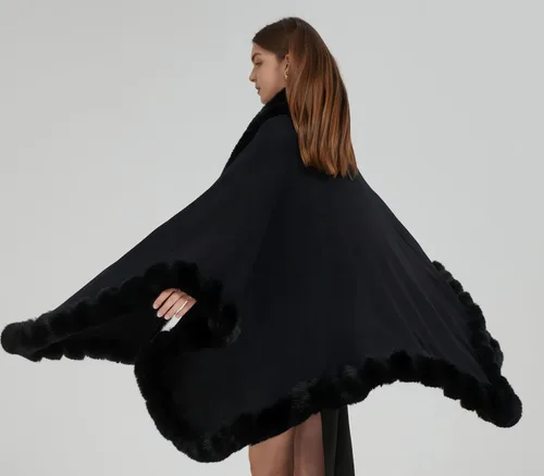 Vista 6 de Cárdigan de piel de zorro sintético, chal para invierno, capa de gran