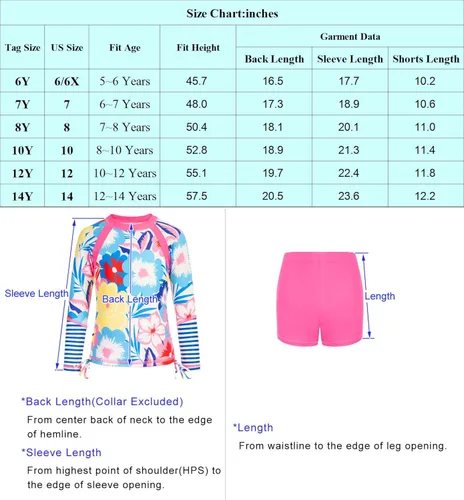 Vista 3 de GRACE KARIN Traje de baño para niñas, de manga larga, conjunto de 2 piezas, 6-12 años, Limón