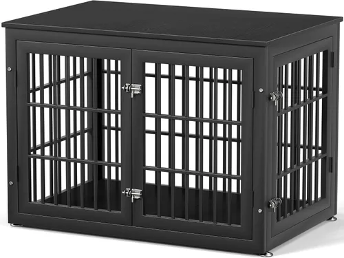 Vista 30 de rehomerance Mueble de jaula de perro resistente de 26 pulgadas para perros pequeños, mesa auxiliar decorativa para casa de mascotas, muebles de Negro