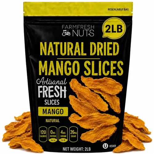 Vista 8 de Rebanadas de mango seco natural (1 libra), sin azúcar ni conservantes añadidos, totalmente naturales, deliciosa dulzura ácida, se compara con mango