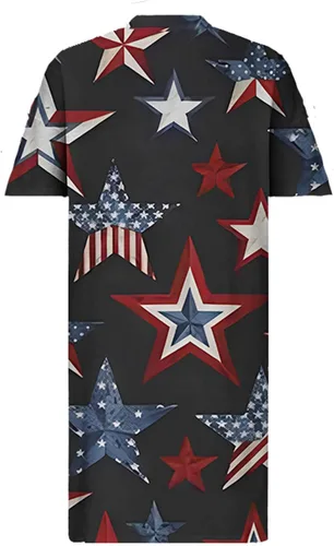 Vista 5 de Hvyesh Vestidos de manga corta para mujer, tallas grandes, con cuello en V, degradado, a la moda, verano, vacaciones, verano, verano, verano