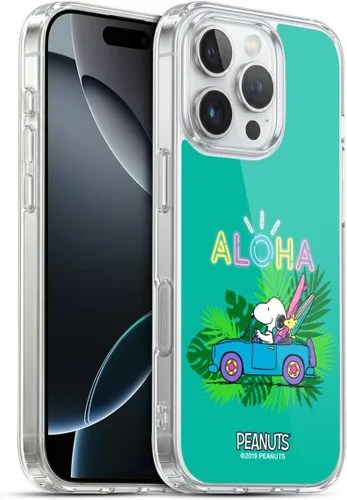 Vista 88 de Head Case Designs Funda de gel suave con licencia oficial de Peanuts Tropical Surf Snoopy Aloha Disco compatible con Apple iPhone 13 Mini Surf
