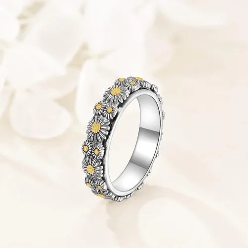 Vista 4 de POPLYKE Anillos giratorios giratorios de plata de ley para aliviar el estrés para mujeres