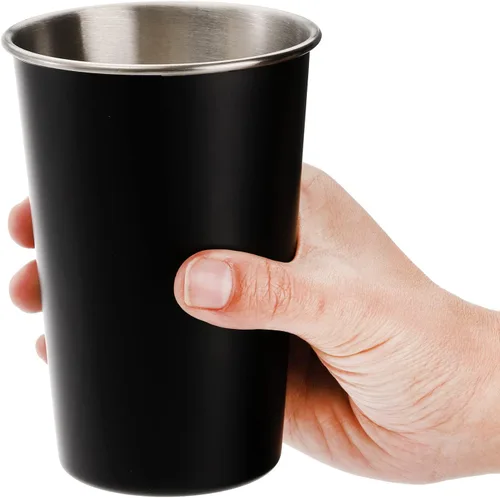 Vista 4 de Tosnail Paquete de 6 vasos de acero inoxidable de 16 onzas, vasos de metal irrompibles para niños, adultos