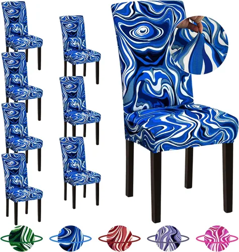 Vista 16 de Sufdari Juego de 4 fundas para sillas de comedor, color beige, antideslizantes, de elastano, elásticas, para comedor, hotel (Grande)