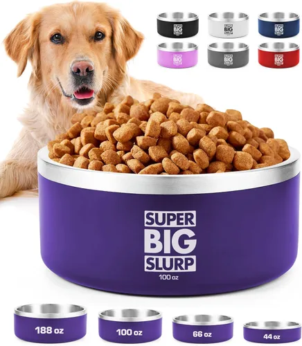 Vista 27 de Tuff Pupper Tazón Aislado de Servicio Pesado para Perros Plato de Comida para Perros de Acero Inoxidable de Doble Pared Tazón Antideslizante a