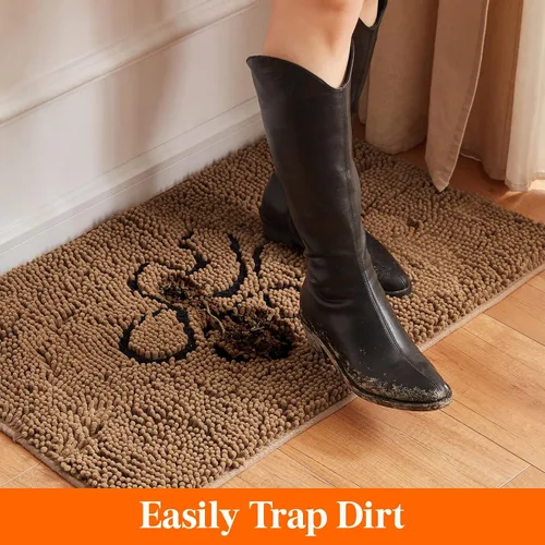 Vista 5 de Lifewit Tapete de felpilla para interiores, atrapa el barro y el agua, tapetes antideslizantes de perfil bajo para zapatos fangosos o patas