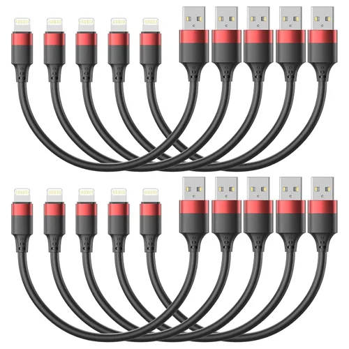 Vista 9 de Cable de cargador corto para iPhone de 1 pie, paquete múltiple para iPhone 14 13 12, paquete de 10 unidades de cable USB A a USB C de 12 pulgadas