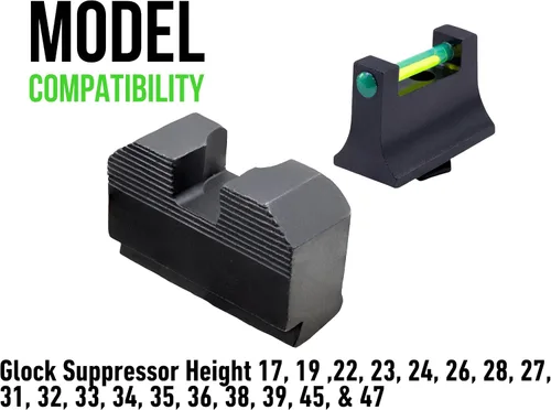 Vista 2 de Miras de fibra óptica XS Sights compatibles con Glock, incluidos los modelos MOS