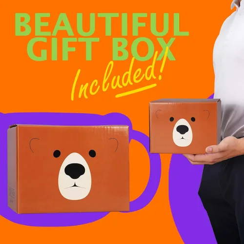 Vista 7 de Taza de Oso de 14 oz Taza de Café de Cerámica Taza de Té de Porcelana 3D para Mujeres y Hombres - Regalos de Oso Kawaii para Navidad, Inauguración