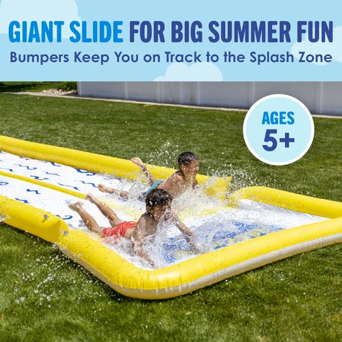Vista 5 de BACKYARD BLAST - Tobogán acuático de 30 pies con parachoques y piscina, 2 jinetes inflables y bomba de aire manual - Fácil de instalar - Extra