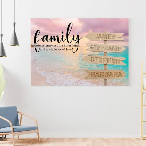 Vista 17 de Chiside Letrero de calle familiar con nombre, lienzo artístico para decoración del hogar, lienzo personalizado con nombres de familia, fecha