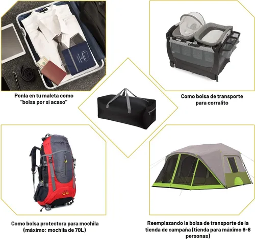 Vista 4 de iFARADAY - Bolsa de lona plegable, 30 pulgadas/75 litros, color negro Negro-75L
