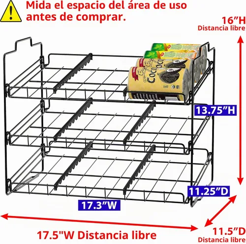 Vista 2 de Deco Brothers Organizador apilable para latas con capacidad para hasta 36 latas, color negro para cocina y despensa