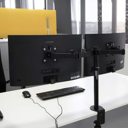 Vista 3 de Emuca - Soporte de monitor dual de 13 a 32 pulgadas para mesa, pc Brazo monitor de hasta 17.6 lbs, altura ajustable, inclinación y giro 360º, MAX