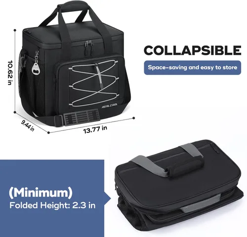 Vista 7 de RealCool Bolsa térmica suave de 35/45 latas, hielera plegable aislada a prueba de fugas, lonchera grande para hombres y mujeres, enfriador de lados