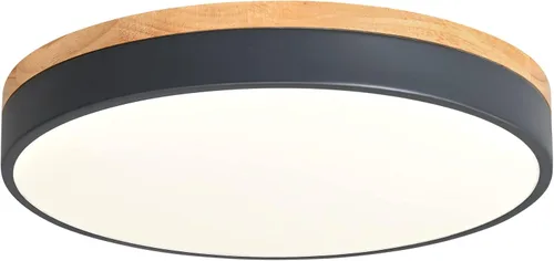 Vista 12 de Yiisem Lámpara de Techo LED de Madera Regulable Empotrada, 5CCT 2700K-6000K Moderna Negra de Montaje al Ras del Techo, Luminarias de Techo Redondas