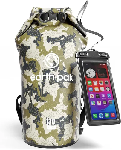 Vista 21 de Earth Pak Bolsa Seca Impermeable - Mochila Impermeable de Cierre Enrollable Superior Mantiene el Equipo Seco para Kayak con Funda Impermeable
