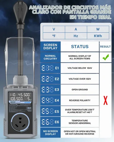 Vista 3 de Kohree Protector contra sobretensiones RV de 30 amperios, protección