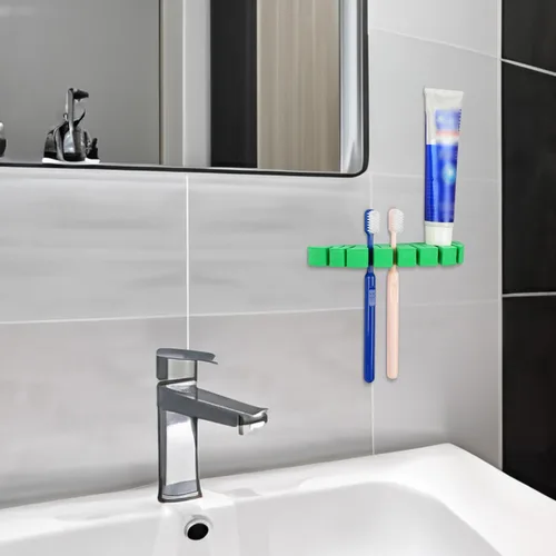 Vista 3 de Soportes autoadhesivos para cepillos de dientes montados en la pared, organizador de cepillos de dientes para ducha, colgador multiusos para enchufe