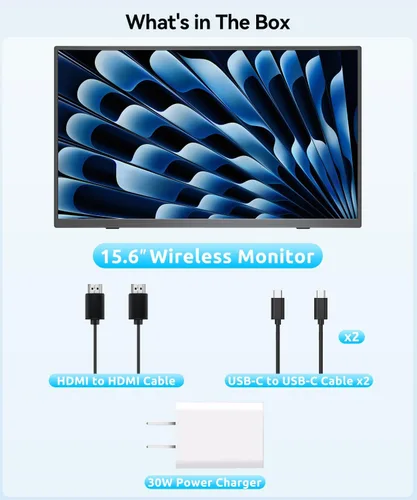 Vista 15 de Monitor portátil inalámbrico para computadora portátil, monitor portátil