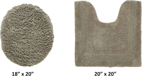Vista 2 de Better Trends Alfombra de Inodoro en Forma de U Cubierta de Asiento de Inodoro de Lujo 100% Algodón Absorbente de Agua, Cubierta de Tapa Reversible