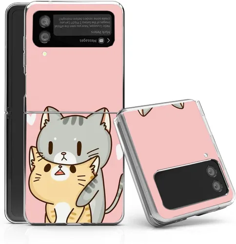 Vista 6 de Bcov - Funda rígida para Samsung Galaxy Z Flip 3 5G, diseño de gato negro, funda protectora sólida a prueba de rayones y resistente a los golpes