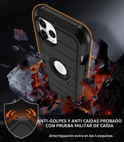 Vista 4 de KECAI Funda para iPhone 11 Pro con estuche de clip para cinturón, protector de pantalla integrado, resistente a prueba de golpes, protección contra