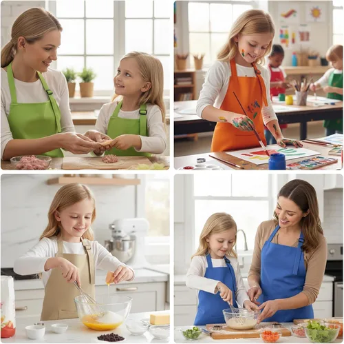 Vista 8 de TopTie Delantales para niños con bolsillo y correa ajustable, delantal para cocinar, hornear, pintar