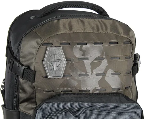 Vista 4 de Bioworld Star Wars The Mandalorian Bounty Hunter Mochila de manga acolchada para laptop de 19 pulgadas