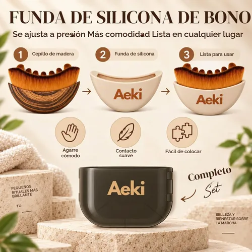 Vista 4 de Aeki - Cepillo linfático para contorno facial con funda protectora de 1 set