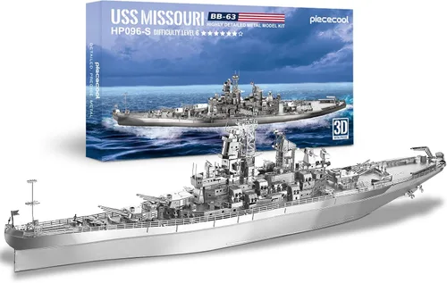 Vista 10 de Piececool Rompecabezas de metal 3D, kit de modelo de buque de guerra, acorazado Fuso, kit de construcción de modelos militares de embarcación
