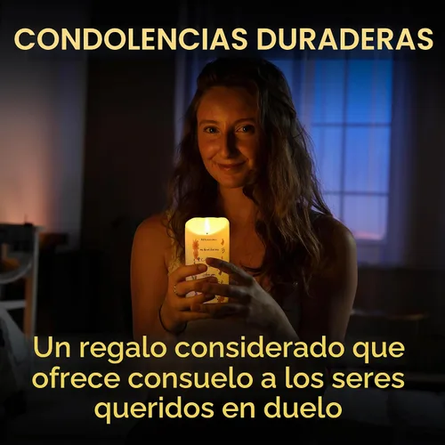 Vista 5 de Skywin Velas conmemorativas sin llama para difuntos (Miss You), 5.9 x 2.7 pulgadas, velas LED conmemorativas para la pérdida de seres queridos