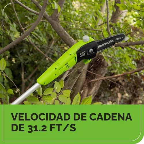 Vista 4 de Greenworks Sierra de poste inalámbrica de 40 V y 8 pulgadas, batería de 2.0 Ah y cargador incluidos PS40B210