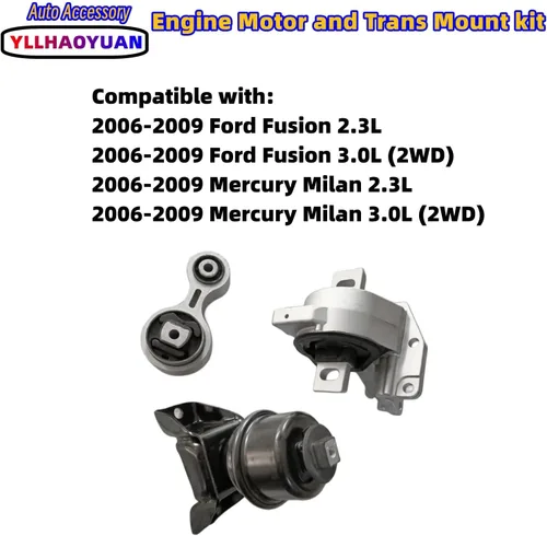 Vista 2 de Conjunto de soportes de motor 3 piezas compatible con 2006 2007 2008 2009 Fo-rd Fusion 2.3L/3.0L Mercury Milan A5473 A5381 A5474 Para Mercury