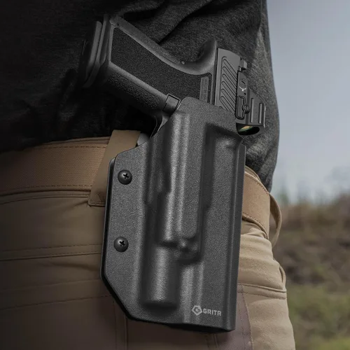 Vista 5 de GRITR OWB Kydex - Funda para pistola de mano derecha compatible con Glock 17, compatible con Surefire X300, compatible con accesorios Safariland