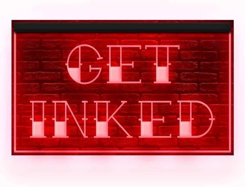 Vista 5 de 100020 Get Inked Tattoo Piercing Shop Display - Letrero de neón con luz LED (12 x 8 pulgadas, azul)