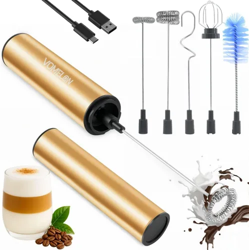 Vista 13 de Espumador de leche recargable de mano, espumador eléctrico de mano, mezclador de bebidas para café, lattes, capuchino y huevo, acero inoxidable