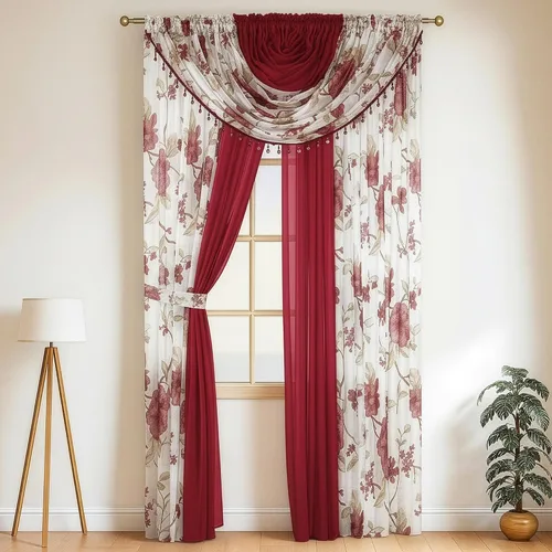 Vista 3 de YHSF Cortinas Transparentes Colección Laura – Juego de 4 paneles, 84 pulgadas de largo – Cortinas elegantes para dormitorio y más – Cenefas