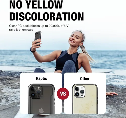 Vista 6 de RAPTIC Shield para iPhone 14 Pro, funda protectora transparente a prueba de golpes, grado militar probada en caídas de 10 pies, marco de aluminio