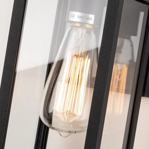 Vista 5 de mirrea Aplique de pared clásico para exteriores de 11 pulgadas, marco de metal rectangular negro mate y pantalla de vidrio transparente, luz